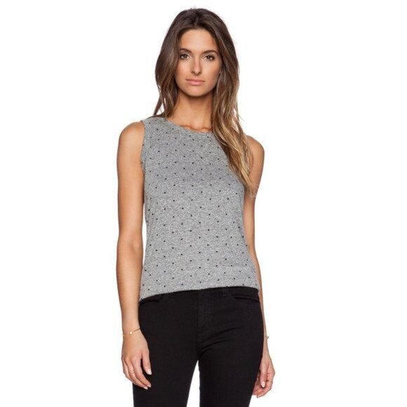 Current/Elliott The Muscle Tee Heather Grey Polka Star - S - Picture 1 of 7